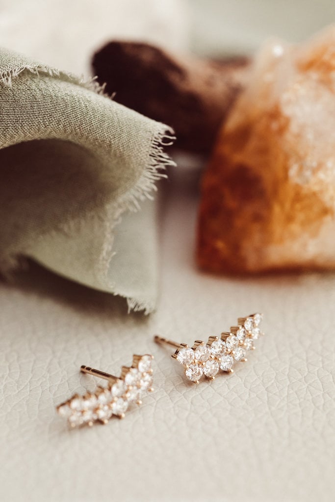 Starburst Round Cut Moissanite Diamond Engagement Stud Earring