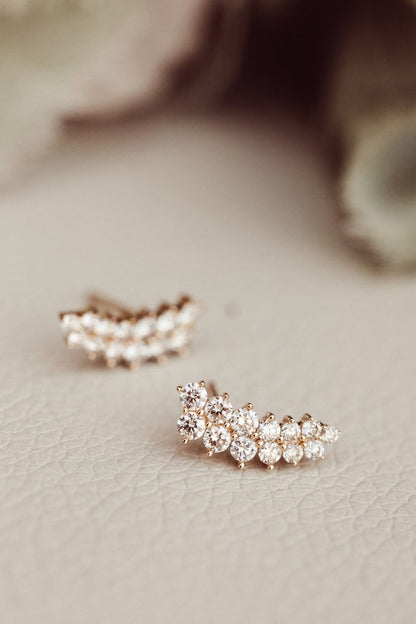 Starburst Round Cut Moissanite Diamond Engagement Stud Earring