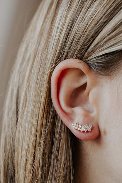 Starburst Round Cut Moissanite Diamond Engagement Stud Earring