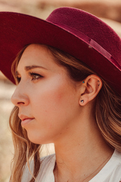 Three Stone Blue Baguette Moissanite Engagement Stud Earring For Wify