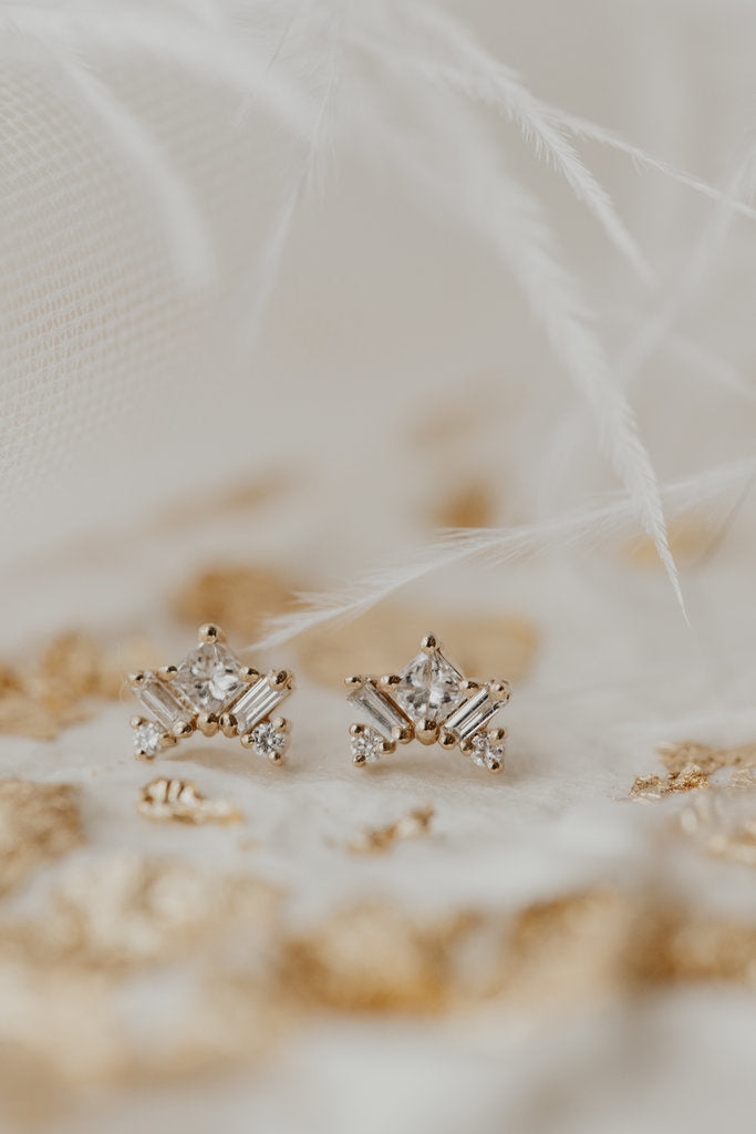 Most Unique Princess Cut Moissanite Engagement Studd Earring