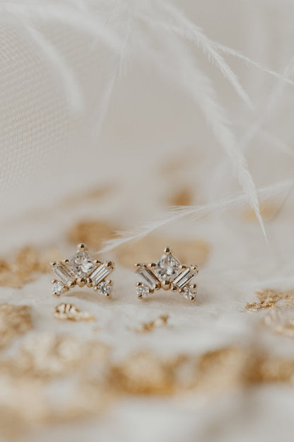 Most Unique Princess Cut Moissanite Engagement Studd Earring