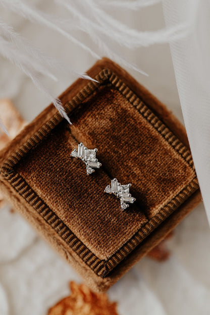 Most Unique Princess Cut Moissanite Engagement Studd Earring