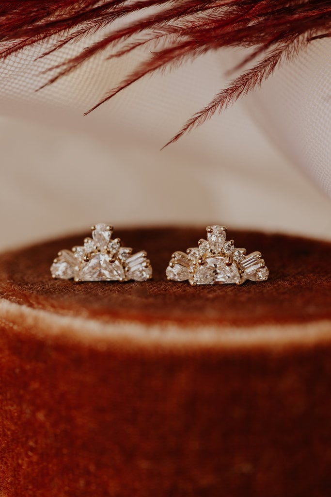 Half-Moon Rose Cut Moissanite Bridal Studs Earring For Women's