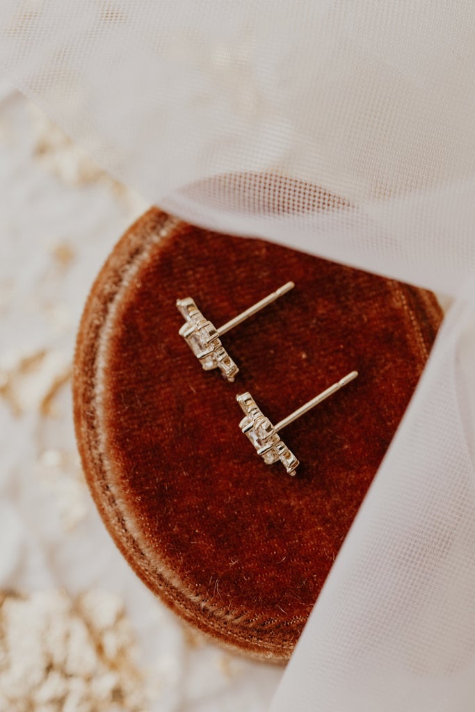 Half-Moon Rose Cut Moissanite Bridal Studs Earring For Women's