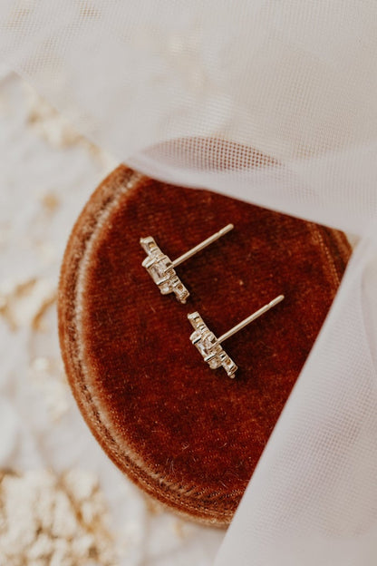 Half-Moon Rose Cut Moissanite Bridal Studs Earring For Women's