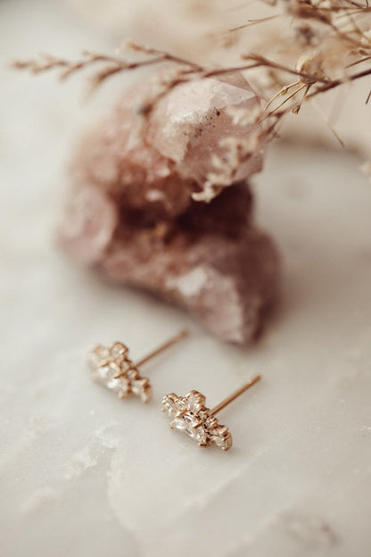 Half-Moon Rose Cut Moissanite Bridal Studs Earring For Women's