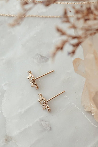 Half-Moon Rose Cut Moissanite Bridal Studs Earring For Women's