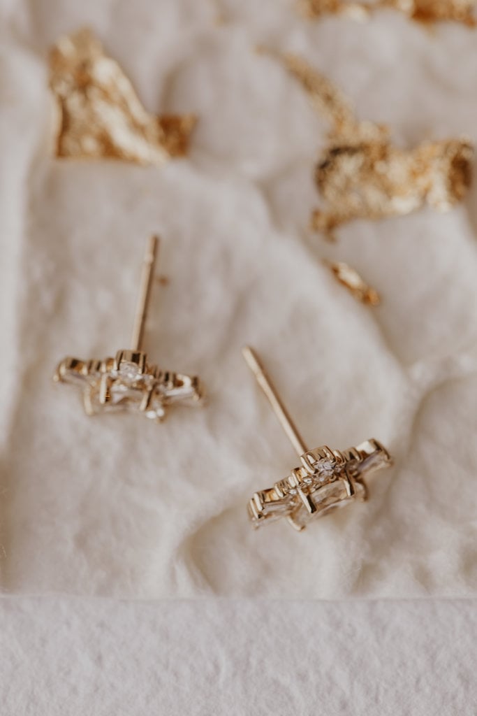 Half-Moon Rose Cut Moissanite Bridal Studs Earring For Women's