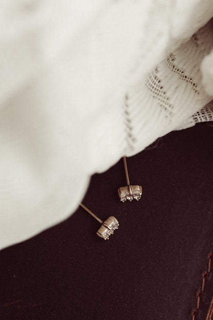 Antique Baguette Cut Moissanite Engagement Rose Gold Stud Earring