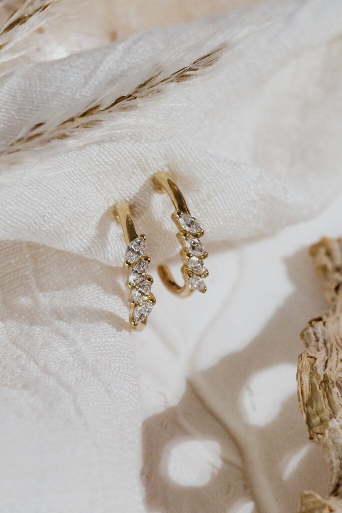 UniqueMarquise Cut Moissanite Diamond Hoops Earring