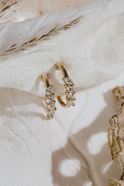 UniqueMarquise Cut Moissanite Diamond Hoops Earring