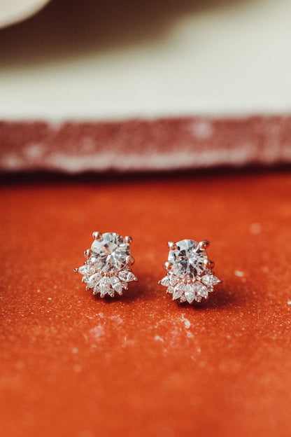Stunning Round Cut Moissanite Engagement Studs Earings