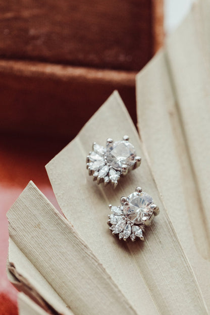 Stunning Round Cut Moissanite Engagement Studs Earings