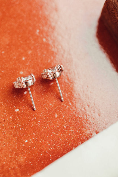 Stunning Round Cut Moissanite Engagement Studs Earings