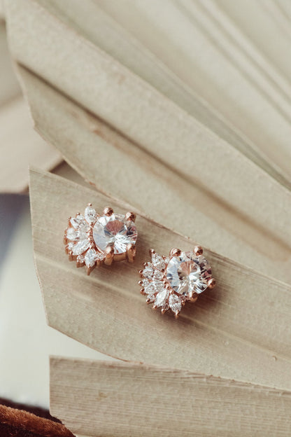 Stunning Round Cut Moissanite Engagement Studs Earings