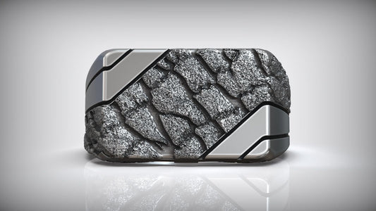 Handmade Stone Rock Pattern Signet Men Sterling Silver Ring