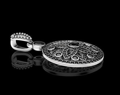 Stylish Flower Pendant With Black Moissanite Diamonds For Engagement