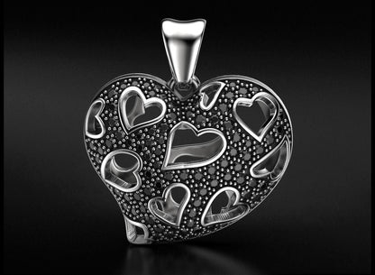 Stylish Pendant Heart Love With Moissanite Diamonds