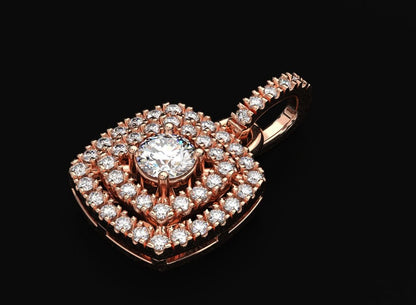 Stylish Pendant With Double Halo Moissanite Diamonds For Girls