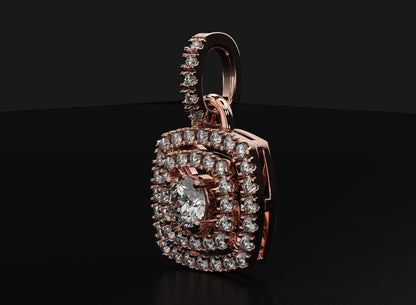 Stylish Pendant With Double Halo Moissanite Diamonds For Girls