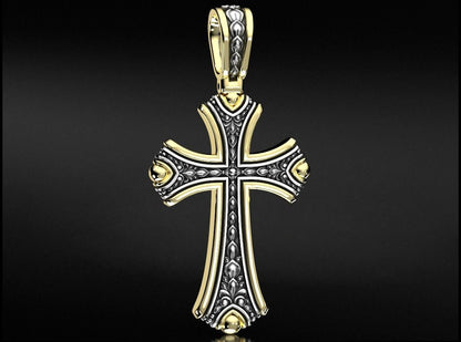 Most Stunning Unique Cross With Dual Tone Pendant