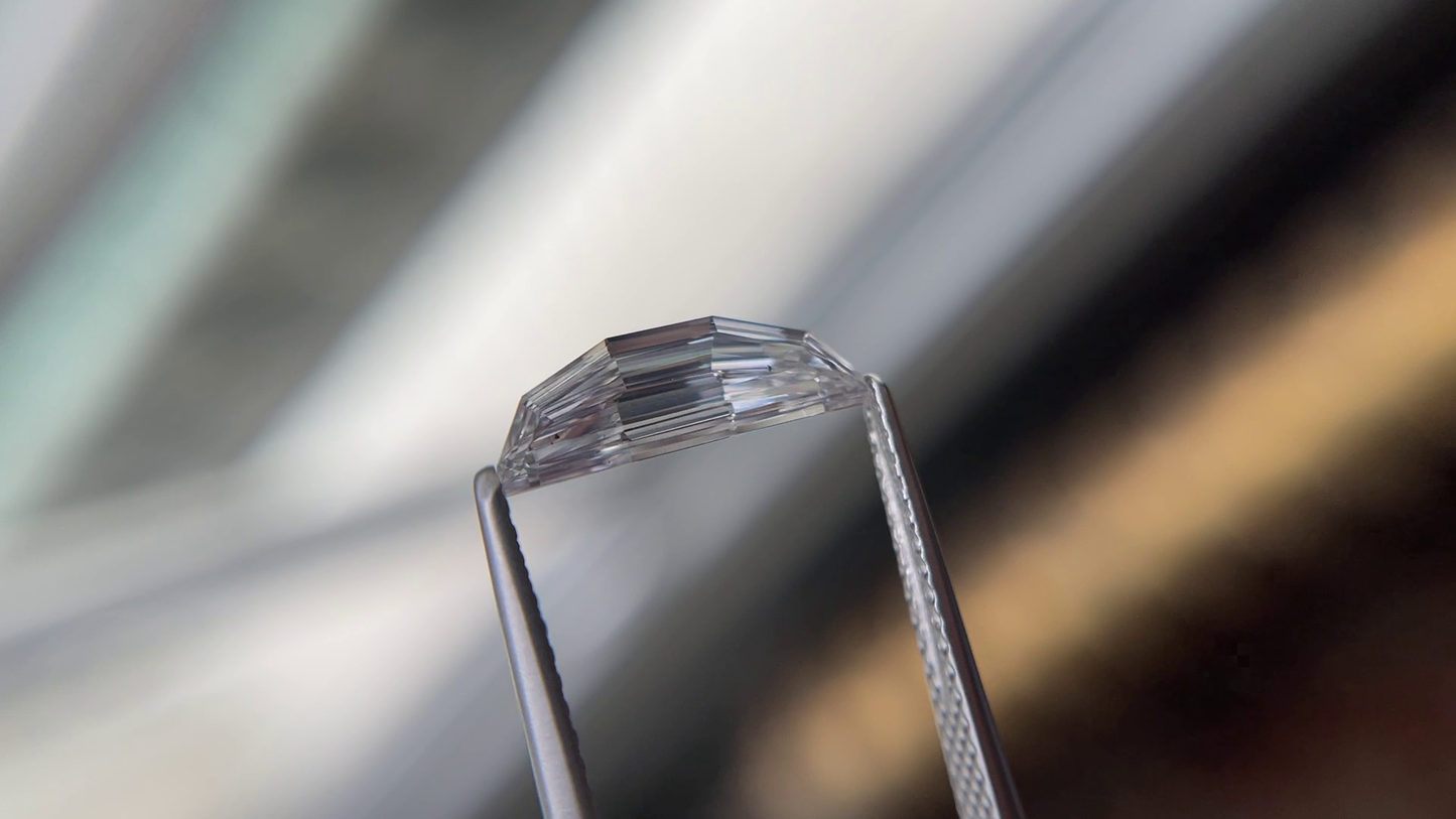 Colorless Step Cut Half Moon Moissanite Loose